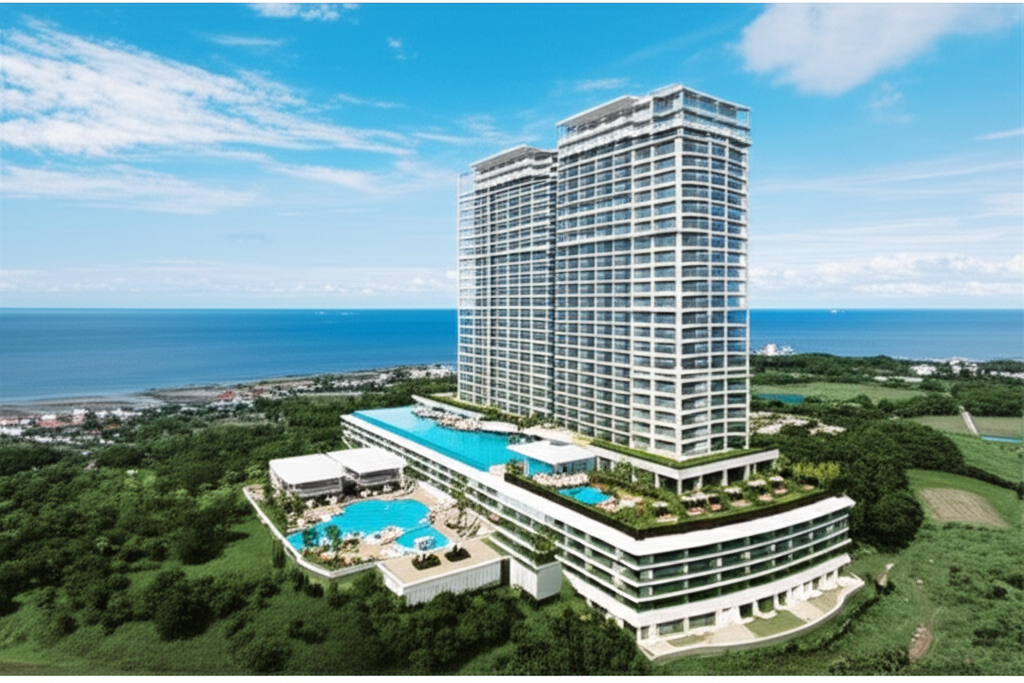 ベイエリアに立つ高層リゾートホテル