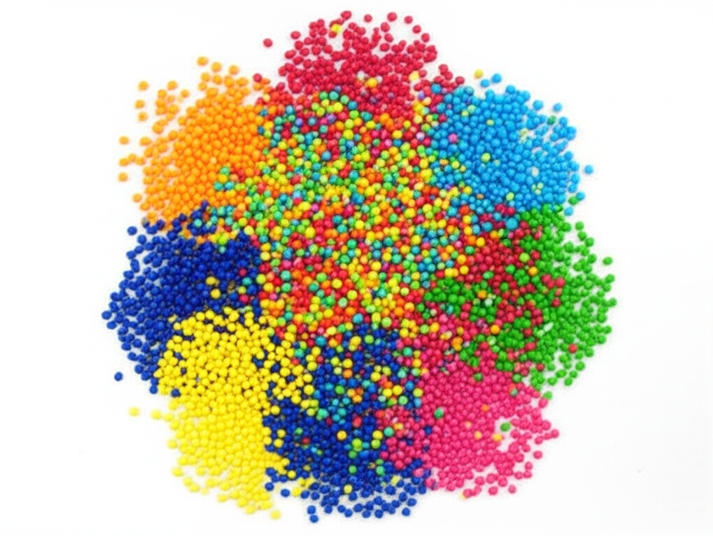 色とりどりの機能性ポリマーペレット